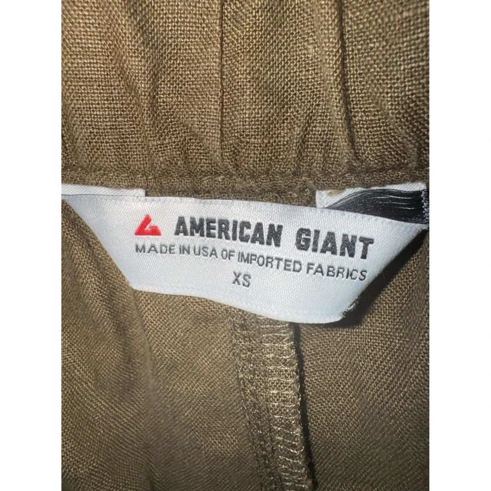 American Giant brown 100% linen pull on elastic waist wide leg pants women's XS - Picture 6 of 8